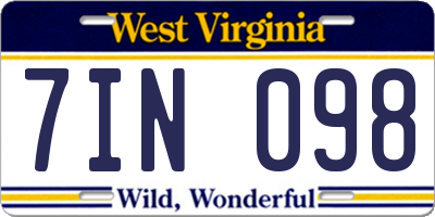 WV license plate 7IN098