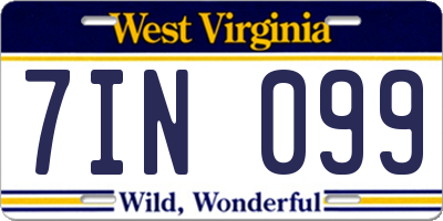 WV license plate 7IN099