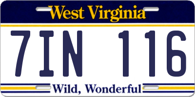 WV license plate 7IN116