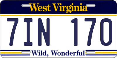 WV license plate 7IN170