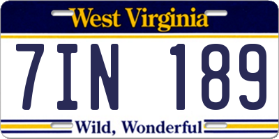 WV license plate 7IN189