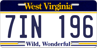 WV license plate 7IN196