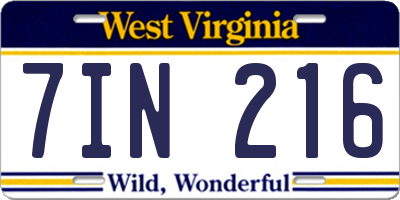 WV license plate 7IN216