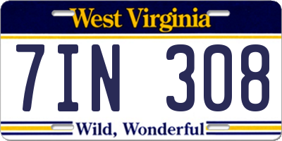 WV license plate 7IN308