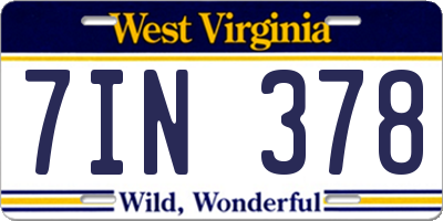 WV license plate 7IN378