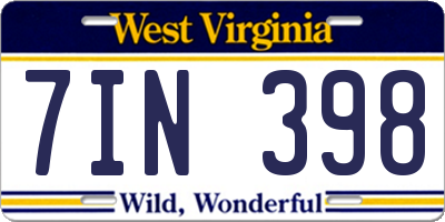 WV license plate 7IN398