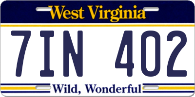 WV license plate 7IN402