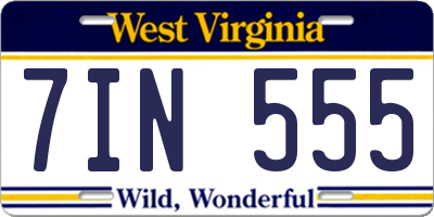 WV license plate 7IN555