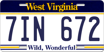 WV license plate 7IN672