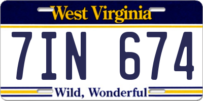 WV license plate 7IN674