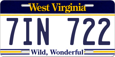 WV license plate 7IN722