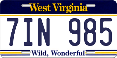 WV license plate 7IN985