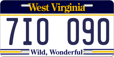 WV license plate 7IO090
