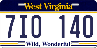 WV license plate 7IO140