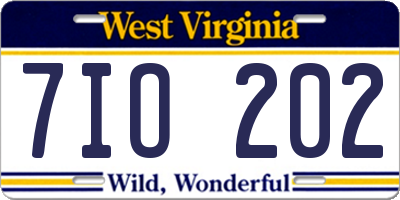 WV license plate 7IO202