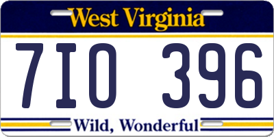 WV license plate 7IO396
