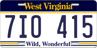 WV license plate 7IO415