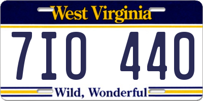 WV license plate 7IO440
