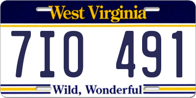 WV license plate 7IO491