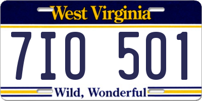 WV license plate 7IO501