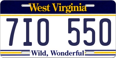 WV license plate 7IO550