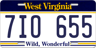 WV license plate 7IO655