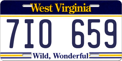 WV license plate 7IO659