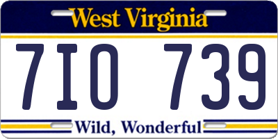 WV license plate 7IO739
