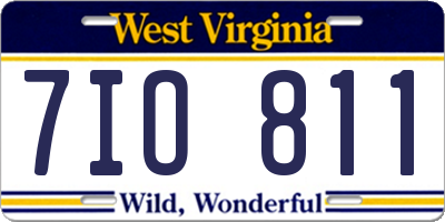 WV license plate 7IO811