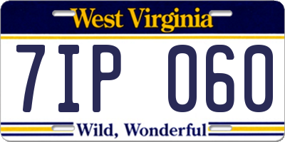 WV license plate 7IP060