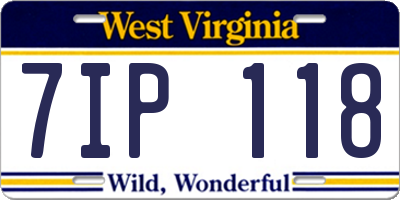 WV license plate 7IP118