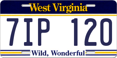 WV license plate 7IP120