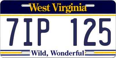 WV license plate 7IP125