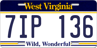 WV license plate 7IP136