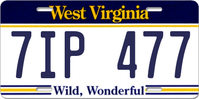 WV license plate 7IP477