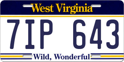 WV license plate 7IP643