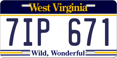 WV license plate 7IP671