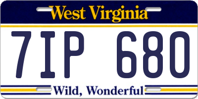 WV license plate 7IP680