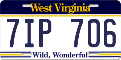 WV license plate 7IP706