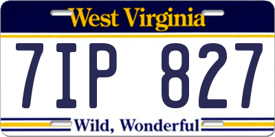 WV license plate 7IP827