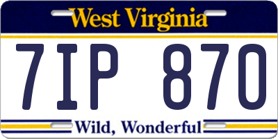 WV license plate 7IP870