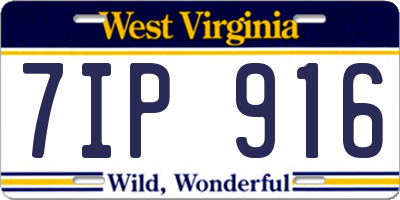 WV license plate 7IP916