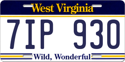 WV license plate 7IP930