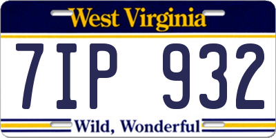 WV license plate 7IP932