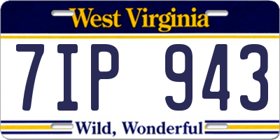 WV license plate 7IP943