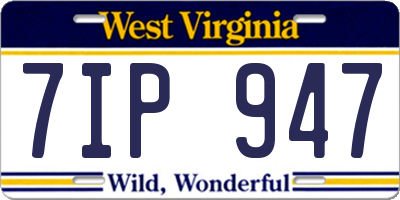WV license plate 7IP947