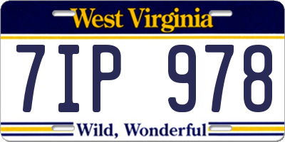 WV license plate 7IP978