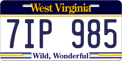 WV license plate 7IP985