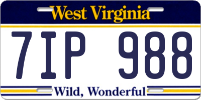 WV license plate 7IP988