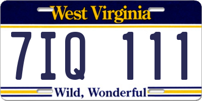 WV license plate 7IQ111